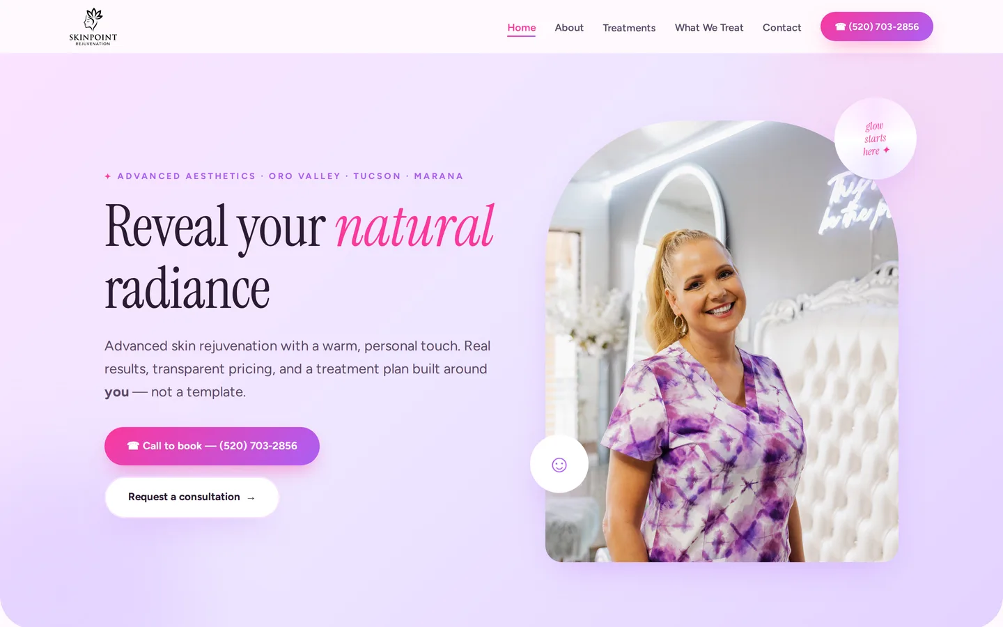 Skinpoint Rejuvenation website on desktop