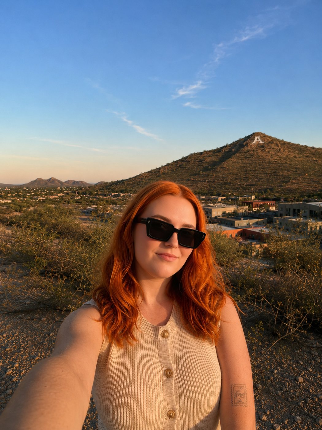 Emi Natividad, founder of Do Better Digital, at Sentinel Peak (A Mountain) overlooking Tucson, AZ